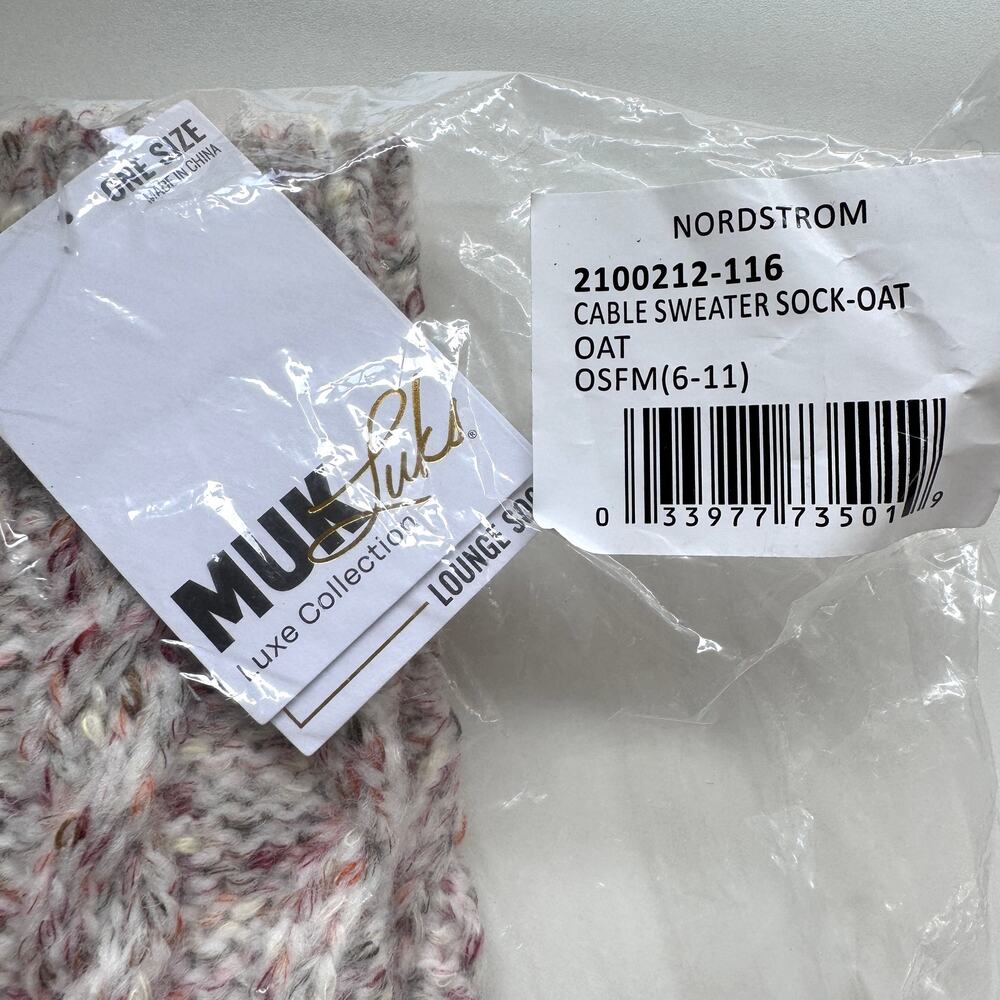Muk Luks Womens Cable Sweater Lounge Socks One Size (6-11) Winter Oat Blue - Picture 3 of 9